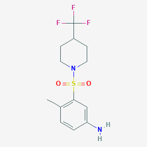 molecular formula C13H17F3N2O2S B7940790 4-Methyl-3-((4-(trifluoromethyl)piperidin-1-yl)sulfonyl)aniline 