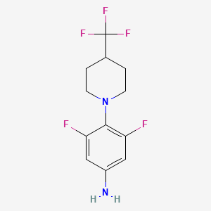 molecular formula C12H13F5N2 B7940793 3,5-Difluoro-4-(4-(trifluoromethyl)piperidin-1-yl)aniline 