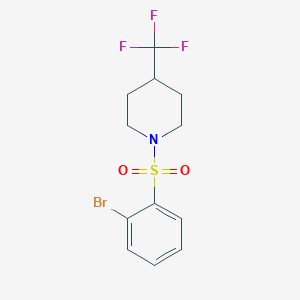 molecular formula C12H13BrF3NO2S B7940847 1-((2-Bromophenyl)sulfonyl)-4-(trifluoromethyl)piperidine 