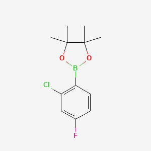 molecular formula C12H15BClFO2 B7941226 2-(2-Chloro-4-fluorophenyl)-4,4,5,5-tetramethyl-1,3,2-dioxaborolane 