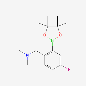 molecular formula C15H23BFNO2 B7941228 1-(4-Fluoro-2-(4,4,5,5-tetramethyl-1,3,2-dioxaborolan-2-yl)phenyl)-N,N-dimethylmethanamine 