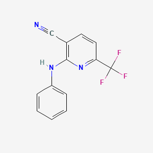 molecular formula C13H8F3N3 B7941237 2-Anilino-6-(trifluoromethyl)pyridine-3-carbonitrile 