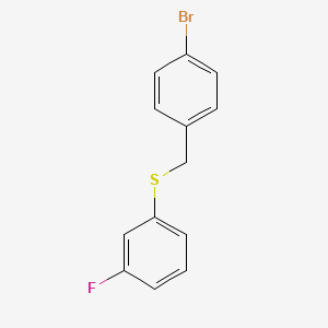 molecular formula C13H10BrFS B7941255 1-Bromo-4-[(3-fluorophenyl)sulfanylmethyl]benzene 