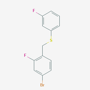 molecular formula C13H9BrF2S B7941268 1-Bromo-3-fluoro-4-[(3-fluorophenyl)sulfanylmethyl]benzene 
