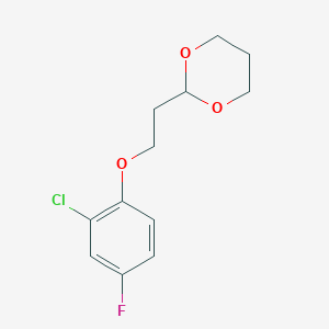 molecular formula C12H14ClFO3 B7941315 2-[2-(2-Chloro-4-fluoro-phenoxy)ethyl]-1,3-dioxane 