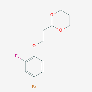 molecular formula C12H14BrFO3 B7941348 2-[2-(4-Bromo-2-fluoro-phenoxy)ethyl]-1,3-dioxane 
