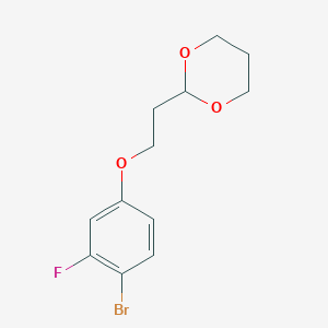 molecular formula C12H14BrFO3 B7941371 2-[2-(4-Bromo-3-fluoro-phenoxy)ethyl]-1,3-dioxane 