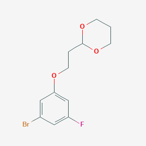 molecular formula C12H14BrFO3 B7941376 2-[2-(3-Bromo-5-fluoro-phenoxy)ethyl]-1,3-dioxane CAS No. 1443343-14-3