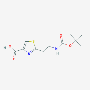 molecular formula C11H16N2O4S B7941572 2-(2-[(tert-Butoxycarbonyl)amino]ethyl)-1,3-thiazole-4-carboxylic acid, AldrichCPR 