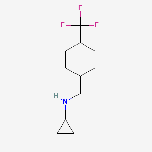 molecular formula C11H18F3N B7941918 N-{[4-(trifluoromethyl)cyclohexyl]methyl}cyclopropanamine 
