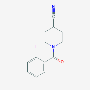 molecular formula C13H13IN2O B7942330 1-(2-Iodobenzoyl)piperidine-4-carbonitrile 