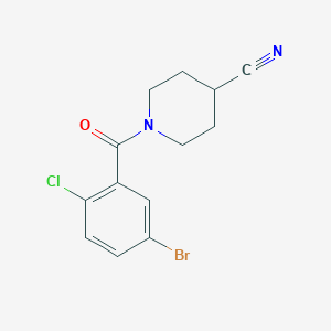 molecular formula C13H12BrClN2O B7942338 1-(5-Bromo-2-chlorobenzoyl)piperidine-4-carbonitrile 