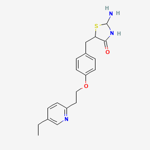 molecular formula C19H23N3O2S B7942930 5-{4-[2-(5-Ethyl-2-pyridyl)ethoxy]benzyl}-2-amino-4-thiazolidinone 
