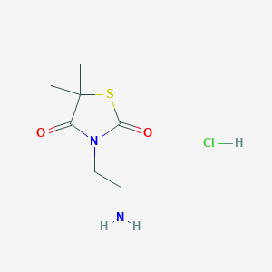 molecular formula C7H13ClN2O2S B7943076 3-(2-Aminoethyl)-5,5-dimethyl-1,3-thiazolidine-2,4-dione;hydrochloride 