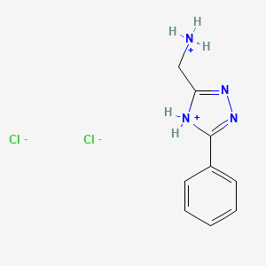 molecular formula C9H12Cl2N4 B7943078 (5-phenyl-4H-1,2,4-triazol-4-ium-3-yl)methylazanium;dichloride 