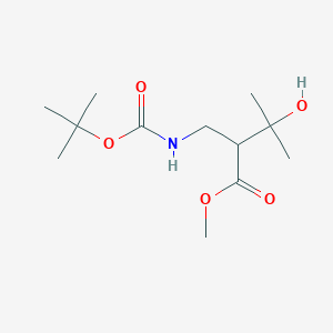molecular formula C12H23NO5 B7943114 Methyl 3-hydroxy-3-methyl-2-[[(2-methylpropan-2-yl)oxycarbonylamino]methyl]butanoate 