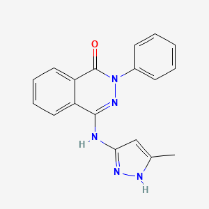 molecular formula C18H15N5O B7943267 4-[(5-甲基-1H-吡唑-3-基)氨基]-2-苯基酞嗪-1(2H)-酮 