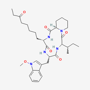 molecular formula C34H49N5O6 B7943286 环[(2S)-2-氨基-8-氧代癸酰-1-甲氧基-L-色氨酸-L-异亮氨酸-(2R)-2-哌啶甲酰] 