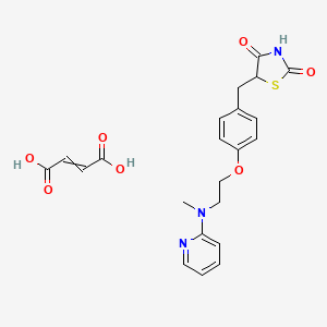 molecular formula C22H23N3O7S B7943331 5-[(4-{2-[Methyl(pyridin-2-yl)amino]ethoxy}phenyl)methyl]-1,3-thiazolidine-2,4-dione; but-2-enedioic acid 