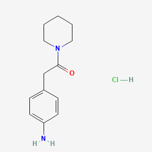 molecular formula C13H19ClN2O B7943346 2-(4-Aminophenyl)-1-(piperidin-1-yl)ethan-1-one hydrochloride 