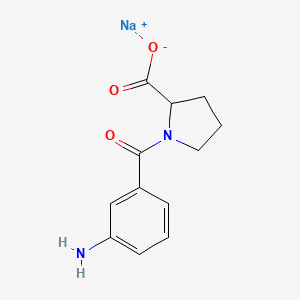 molecular formula C12H13N2NaO3 B7943367 Sodium 1-(3-aminobenzoyl)pyrrolidine-2-carboxylate 