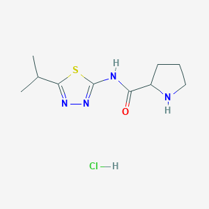 molecular formula C10H17ClN4OS B7943371 N-(5-Isopropyl-1,3,4-thiadiazol-2-YL)pyrrolidine-2-carboxamide hydrochloride 