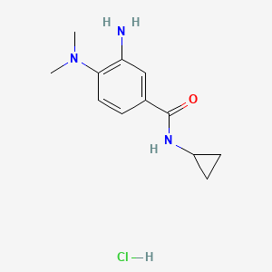 molecular formula C12H18ClN3O B7943389 3-amino-N-cyclopropyl-4-(dimethylamino)benzamide hydrochloride 