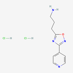 molecular formula C10H14Cl2N4O B7943418 3-(3-(Pyridin-4-yl)-1,2,4-oxadiazol-5-yl)propan-1-amine dihydrochloride 