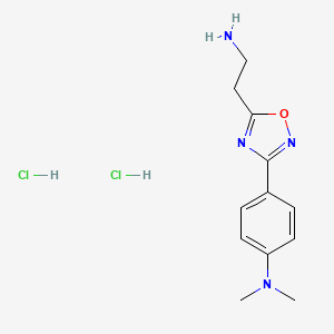 molecular formula C12H18Cl2N4O B7943427 4-(5-(2-aminoethyl)-1,2,4-oxadiazol-3-yl)-N,N-dimethylaniline dihydrochloride 