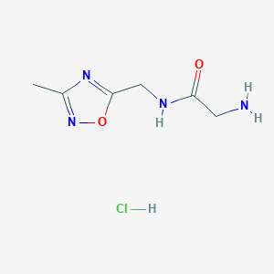 molecular formula C6H11ClN4O2 B7943436 2-amino-N-((3-methyl-1,2,4-oxadiazol-5-yl)methyl)acetamide hydrochloride 