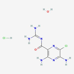 molecular formula C6H11Cl2N7O2 B7943562 N-Amidino-3,5-diamino-6-chloropyrazinecarboxamide hydrochloride hydrate 