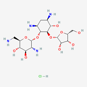 (2R,3S,4R,5R,6R)-5-amino-2-(aminomethyl)-6-[(1R,2R,3S,4R,6S)-4,6-diamino-2-[(2S,3S,4R,5R)-3,4-dihydroxy-5-(hydroxymethyl)oxolan-2-yl]oxy-3-hydroxycyclohexyl]oxyoxane-3,4-diol;hydrochloride