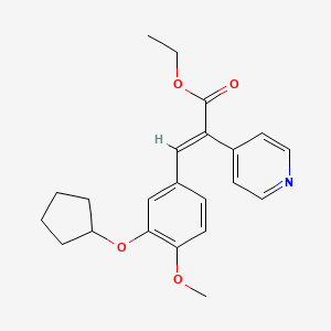 molecular formula C22H25NO4 B7943631 ethyl (E)-3-(3-cyclopentyloxy-4-methoxyphenyl)-2-pyridin-4-ylprop-2-enoate 