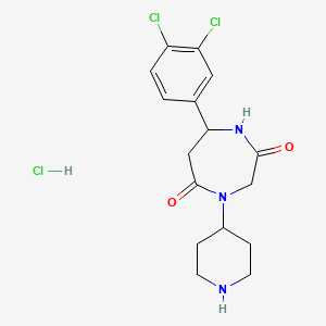 molecular formula C16H20Cl3N3O2 B7943705 7-(3,4-Dichlorophenyl)-4-piperidin-4-yl-1,4-diazepane-2,5-dione;hydrochloride 