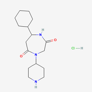 molecular formula C16H28ClN3O2 B7943713 7-Cyclohexyl-4-piperidin-4-yl-1,4-diazepane-2,5-dione;hydrochloride 