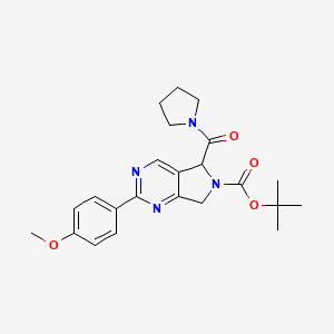 molecular formula C23H28N4O4 B7943793 Tert-butyl 2-(4-methoxyphenyl)-5-(pyrrolidine-1-carbonyl)-5,7-dihydropyrrolo[3,4-d]pyrimidine-6-carboxylate 