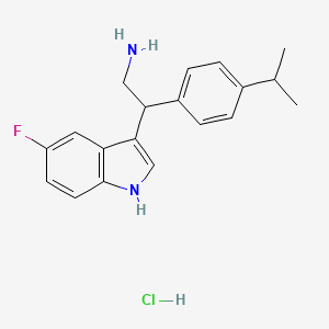 molecular formula C19H22ClFN2 B7943802 2-(5-fluoro-1H-indol-3-yl)-2-(4-propan-2-ylphenyl)ethanamine;hydrochloride 
