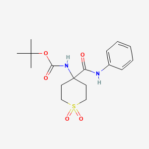 molecular formula C17H24N2O5S B7943847 tert-butyl N-[1,1-dioxo-4-(phenylcarbamoyl)thian-4-yl]carbamate 