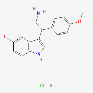 molecular formula C17H18ClFN2O B7943861 2-(5-fluoro-1H-indol-3-yl)-2-(4-methoxyphenyl)ethanamine;hydrochloride 