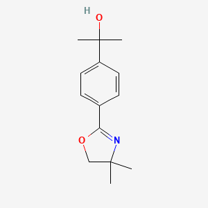 molecular formula C14H19NO2 B7943878 2-[4-(4,4-dimethyl-5H-1,3-oxazol-2-yl)phenyl]propan-2-ol 