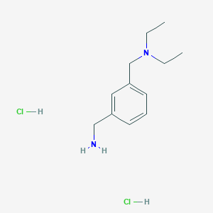 molecular formula C12H22Cl2N2 B7943933 N-[[3-(aminomethyl)phenyl]methyl]-N-ethylethanamine;dihydrochloride 