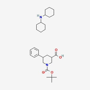 molecular formula C29H46N2O4 B7943946 N-cyclohexylcyclohexanamine;1-[(2-methylpropan-2-yl)oxycarbonyl]-5-phenylpiperidine-3-carboxylic acid 