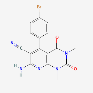 molecular formula C16H12BrN5O2 B7943996 7-Amino-5-(4-bromophenyl)-1,3-dimethyl-2,4-dioxopyrido[2,3-d]pyrimidine-6-carbonitrile 