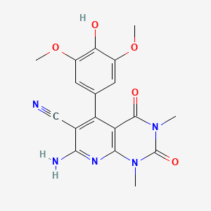 molecular formula C18H17N5O5 B7943999 7-Amino-5-(4-hydroxy-3,5-dimethoxyphenyl)-1,3-dimethyl-2,4-dioxopyrido[2,3-d]pyrimidine-6-carbonitrile 