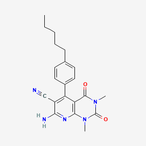 molecular formula C21H23N5O2 B7944005 7-Amino-1,3-dimethyl-2,4-dioxo-5-(4-pentylphenyl)pyrido[2,3-d]pyrimidine-6-carbonitrile 