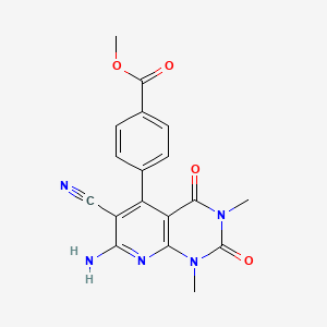 molecular formula C18H15N5O4 B7944016 Methyl 4-(7-amino-6-cyano-1,3-dimethyl-2,4-dioxopyrido[2,3-d]pyrimidin-5-yl)benzoate 