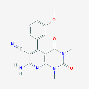 molecular formula C17H15N5O3 B7944032 7-Amino-5-(3-methoxyphenyl)-1,3-dimethyl-2,4-dioxopyrido[2,3-d]pyrimidine-6-carbonitrile 