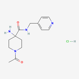 molecular formula C14H21ClN4O2 B7944265 1-acetyl-4-amino-N-(pyridin-4-ylmethyl)piperidine-4-carboxamide;hydrochloride 