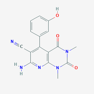 molecular formula C16H13N5O3 B7944274 7-Amino-5-(3-hydroxyphenyl)-1,3-dimethyl-2,4-dioxopyrido[2,3-d]pyrimidine-6-carbonitrile 