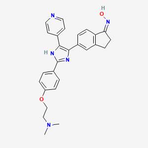 molecular formula C27H27N5O2 B7944343 5-[2-[4-[2-(Dimethylamino)ethoxy]phenyl]-5-(4-pyridinyl)-1H-imidazol-4-yl]-2,3-dihydro-1H-inden-1-one oxime 